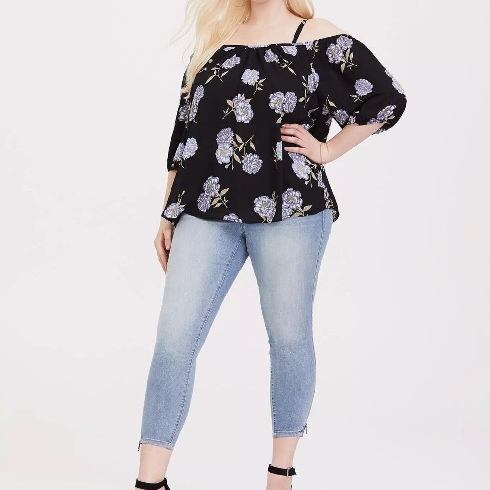 Torrid black floral off the shoulder top